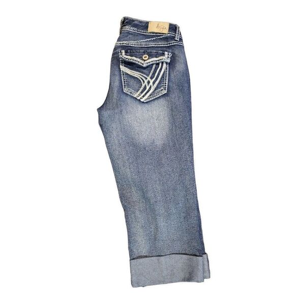 Ariya Crop Shorts Women Sz 7 / 8 Blue‎ Denim Cuffed Boho Everyday - Picture 1 of 7